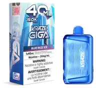 Kraze Giga 150K 40 mL Blue Razz Ice 20 mg disposable vape