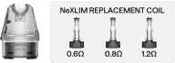 OXVA NeXLIM cartridge compatibility and resistance range