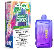 Kraze Giga 150K 40 mL S. Apple G 20 mg disposable vape