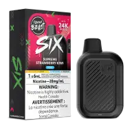 Flavour Beast SIX 6mL Supreme Strawberry Kiwi Iced 20mg/mL device with retail packaging