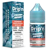 DRIP IN SALT — Raspberry Peach Mango Ice Blast e-liquid bottle