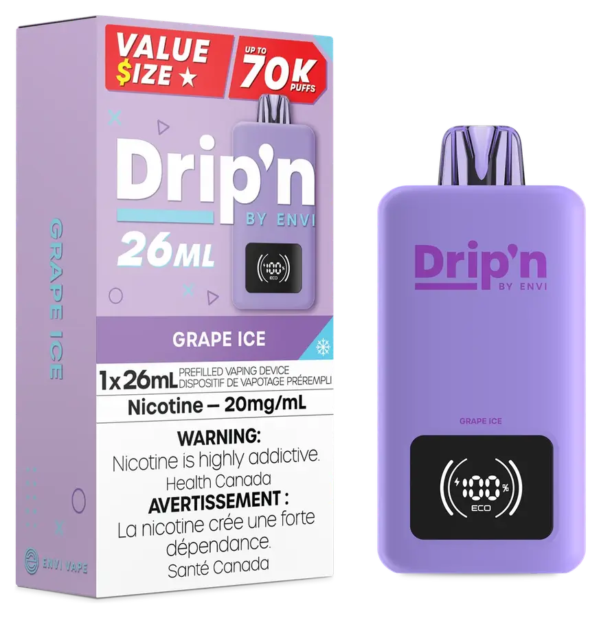 DRIP IN Drip’n by Envi 26ml — Grape Ice disposable vape DRIP IN Drip’n by Envi 26ml — Grape Ice disposable vape
