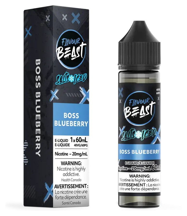 Flavour Beast Salt 60 mL - Boss Blueberry 20 mg e-liquid bottle and package image Flavour Beast Salt 60 mL - Boss Blueberry 20 mg e-liquid bottle and package image