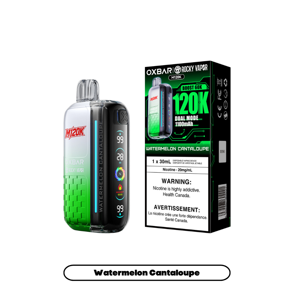 OXBAR M120K 20mg Watermelon Cantaloupe disposable vape with box