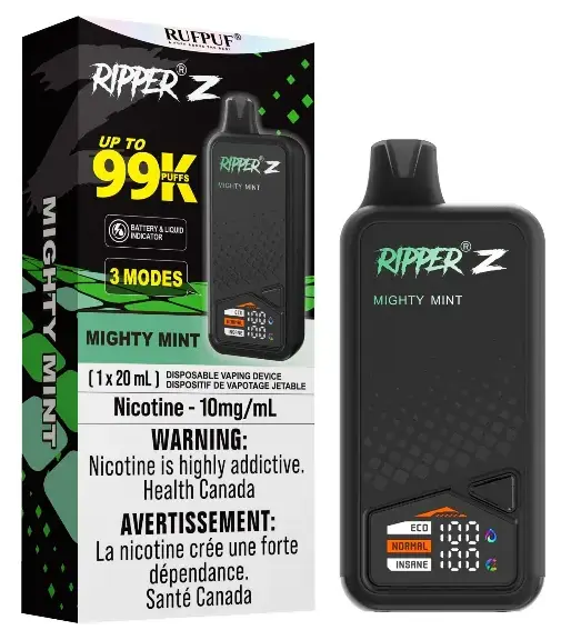 GCORE RIPPER Z 99K DISPOSABLE 10 MG — Mighty Mint disposable vape GCORE RIPPER Z 99K DISPOSABLE 10 MG — Mighty Mint disposable vape