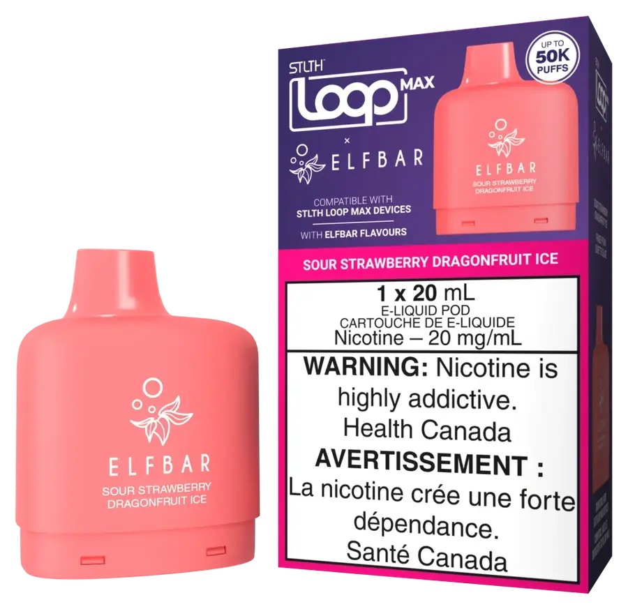 STLTH LOOP MAX X ELFBAR POD - Sour Strawberry Dragonfruit Ice