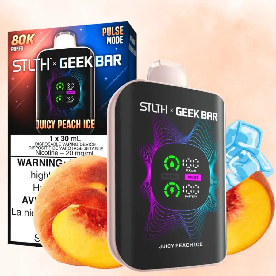 STLTH X Geek Bar Limited Edition 80K Juicy Peach Ice 20 mg disposable vape STLTH X Geek Bar Limited Edition 80K Juicy Peach Ice 20 mg disposable vape