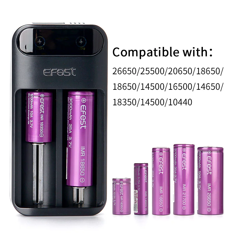 Efest Lush Q2 battery charger angled view