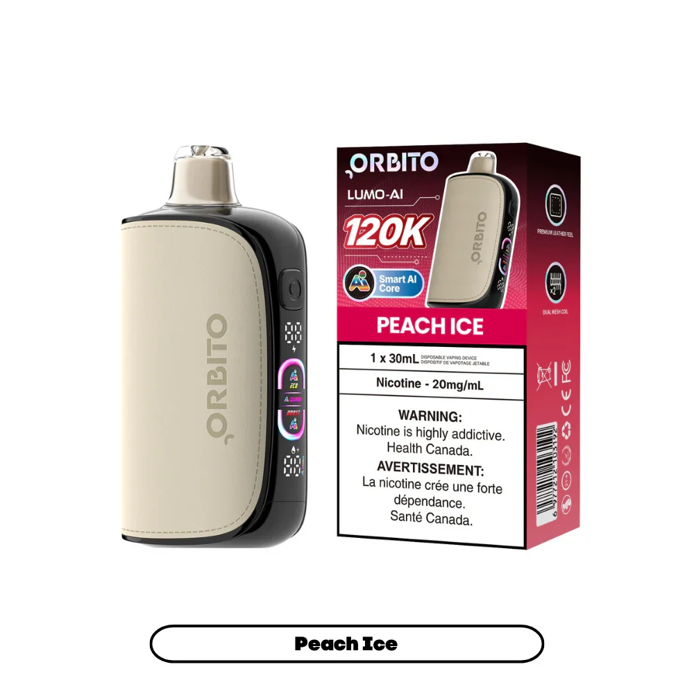 Orbito Lumo AI 120K Disposable Vape 30 mL - Peach Ice