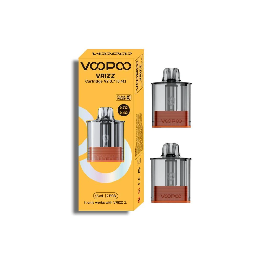 VOOPOO VRIZZ V2 replacement pod — Brown 0.7 and 0.4 ohm dual mesh
