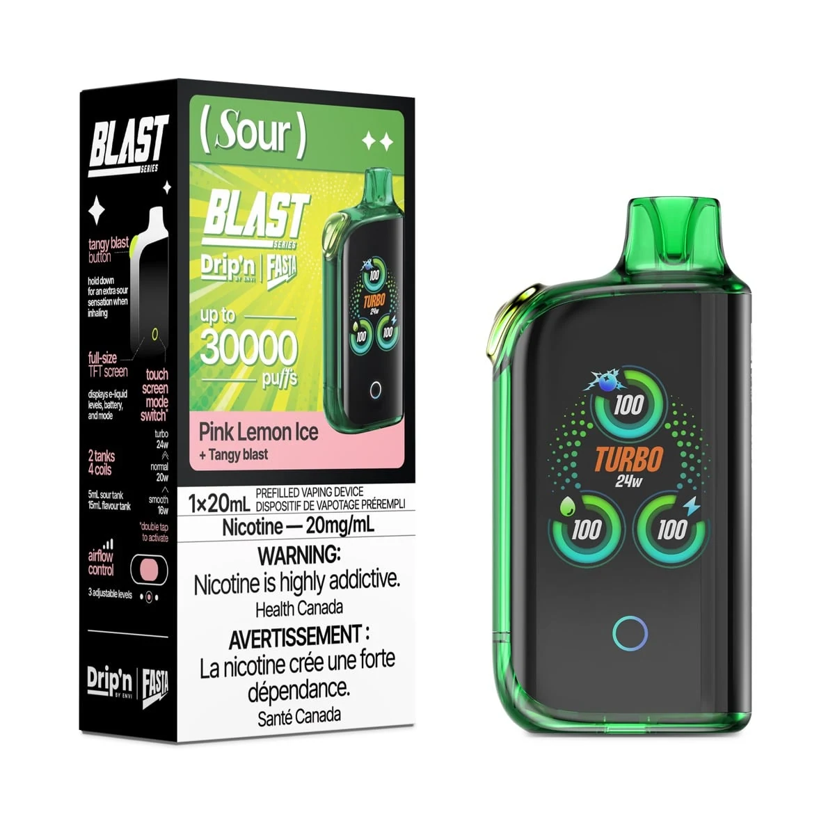 Drip'n x Fasta Blast 30K disposable vape — Pink Lemon Ice Tangy, 20 mg