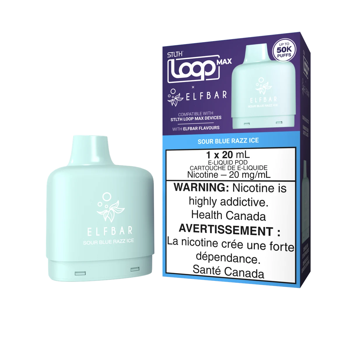 STLTH LOOP MAX x ELFBAR replacement pod — Sour Bluerazz Ice, 20 mg