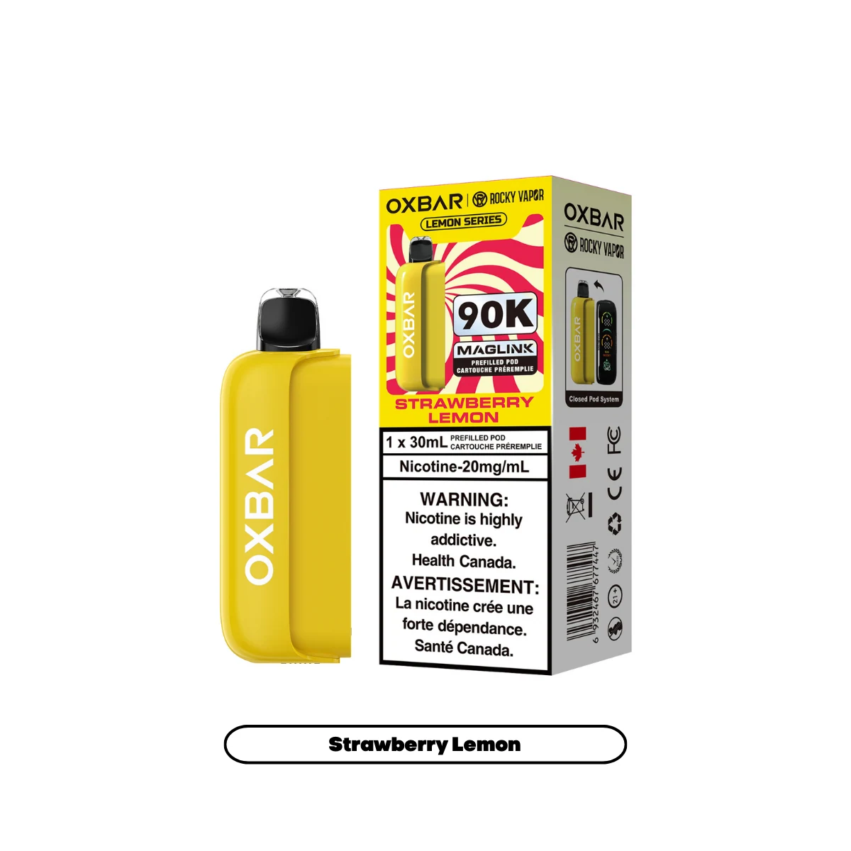 OXBAR Maglink 90K replacement pod — Strawberry Lemon