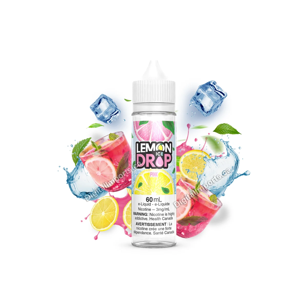 Lemon Drop freebase 60mL e-liquid — PINK ICE — 6 mg