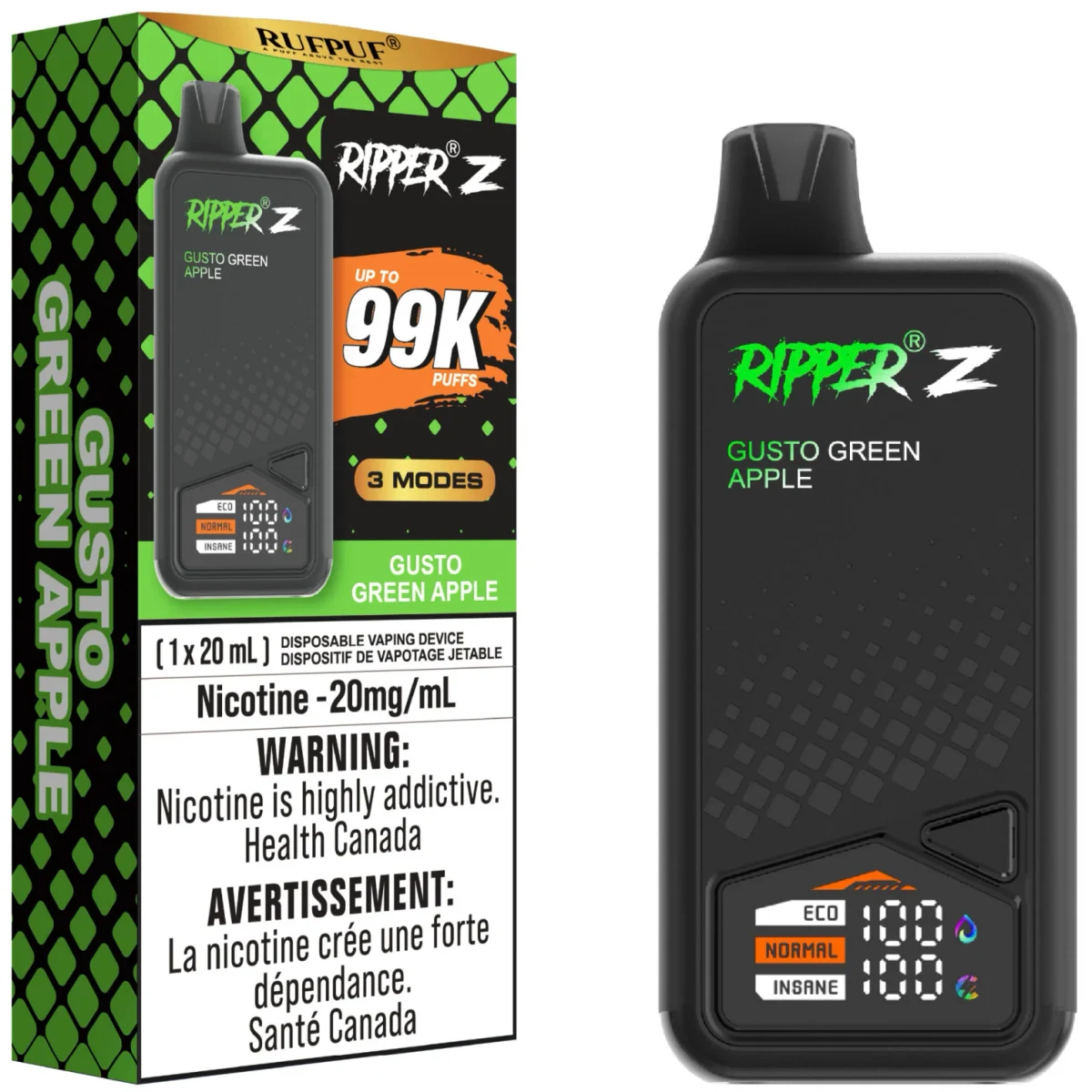 Ripper Z 99K Disposable - Gusto Green Apple