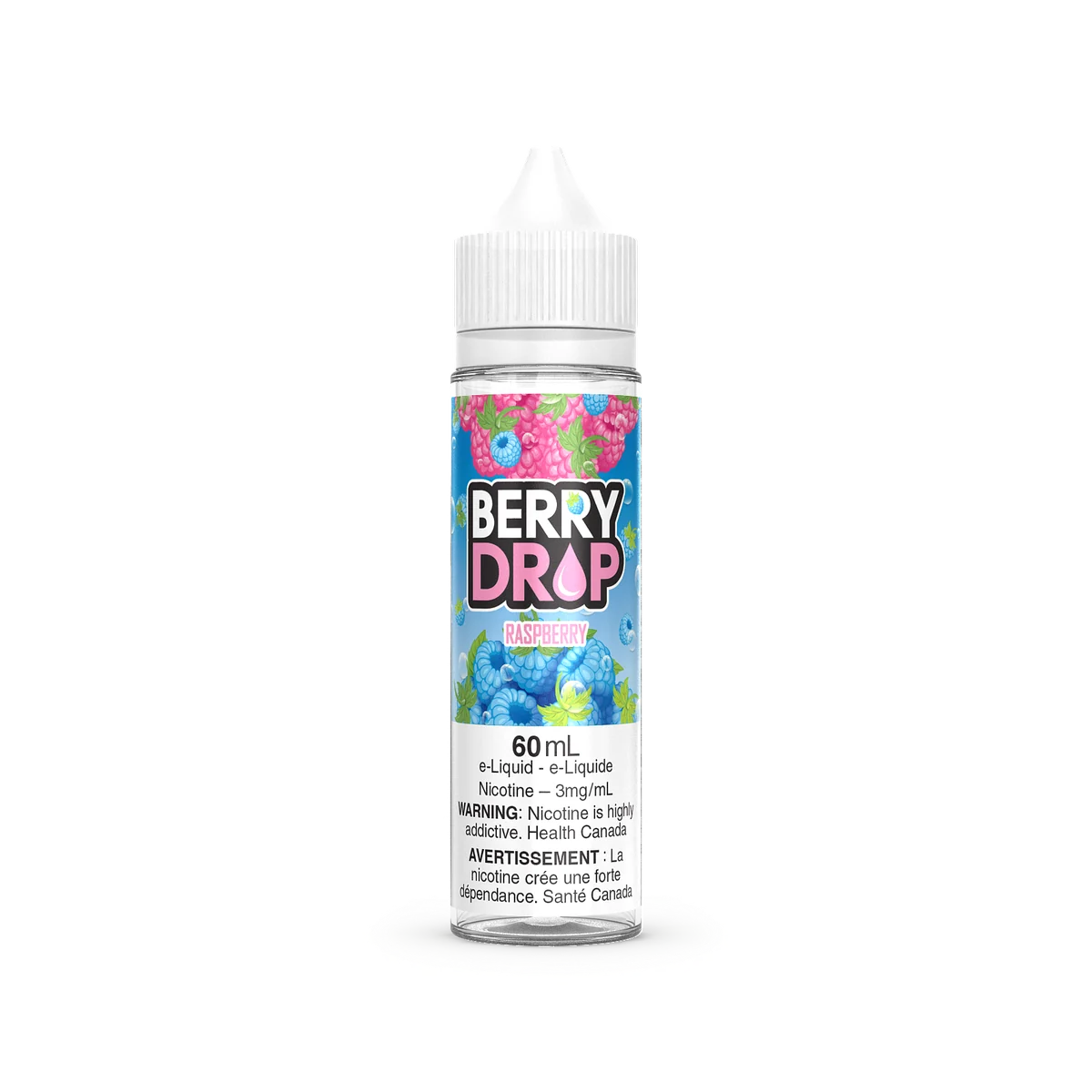 BERRY DROP FREEBASE — Raspberry e-liquid bottle