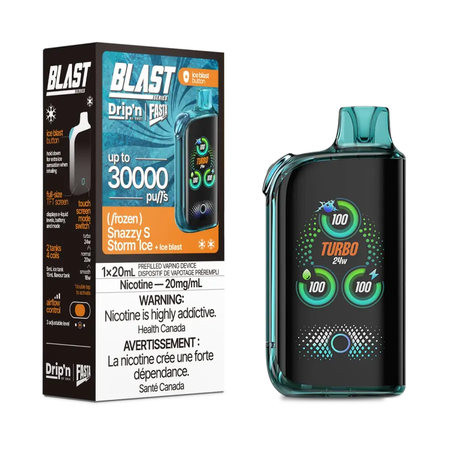 DRIP IN BLAST 30K — (FROZEN) SNAZZY S STORM ICE disposable vape