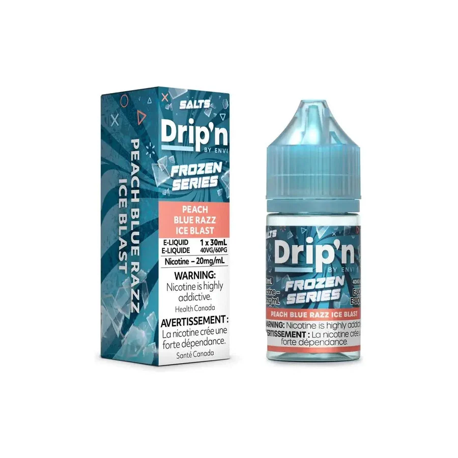 DRIP IN SALT — PEACH BLUE RAZZ ICE BLAST e-liquid bottle