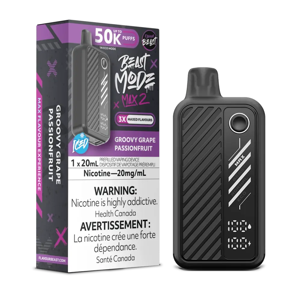 FLAVOUR BEAST BEAST MODE MAX 2 50K — Groovy Grape Passionfruit disposable vape