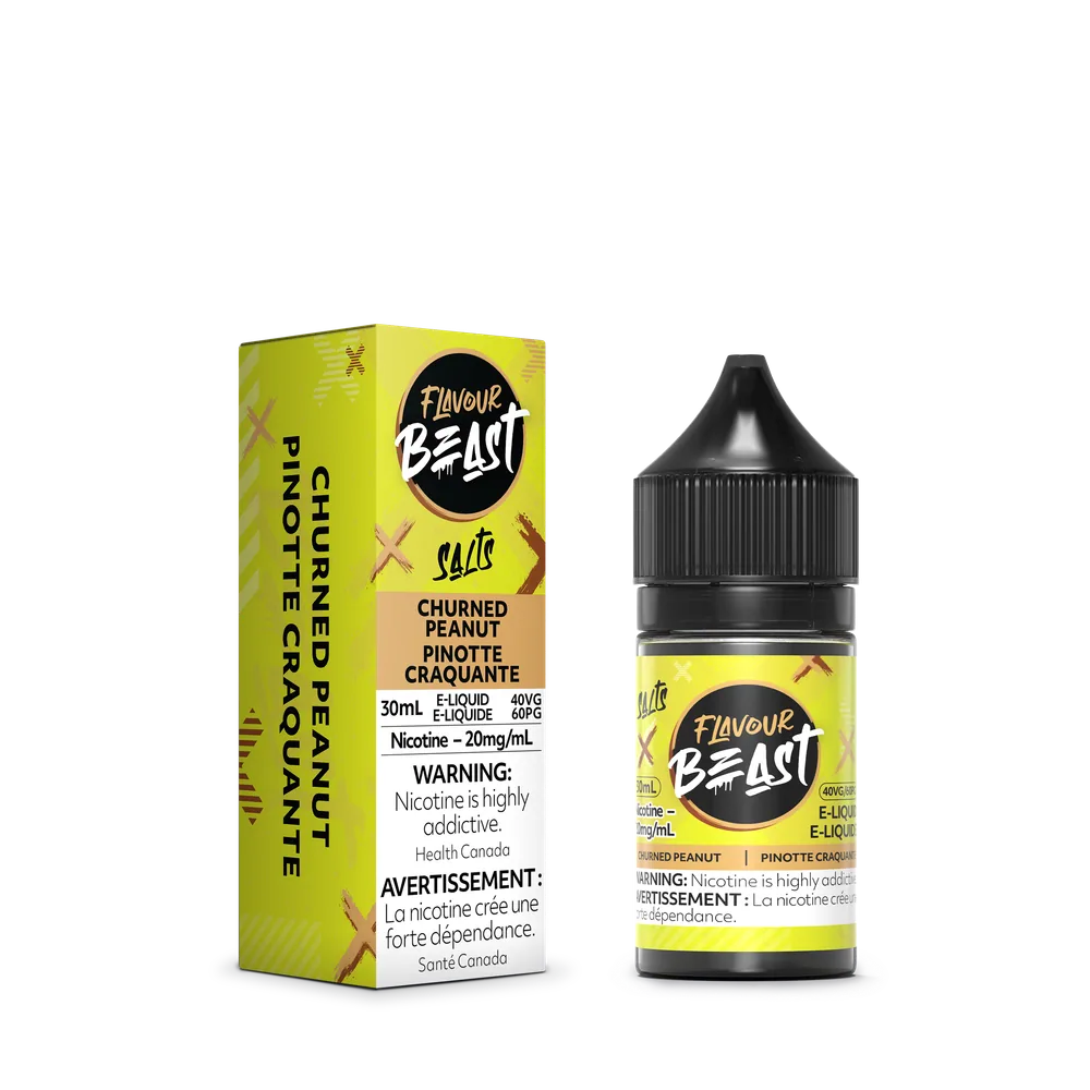 Flavour Beast Salt 30 mL - Churned Peanut 20 mg e-liquid bottle and package image