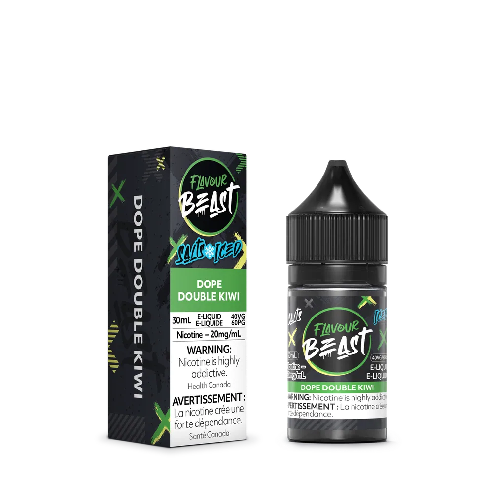 Flavour Beast Salt 30 mL - Dope Double Kiwi 20 mg e-liquid bottle and package image