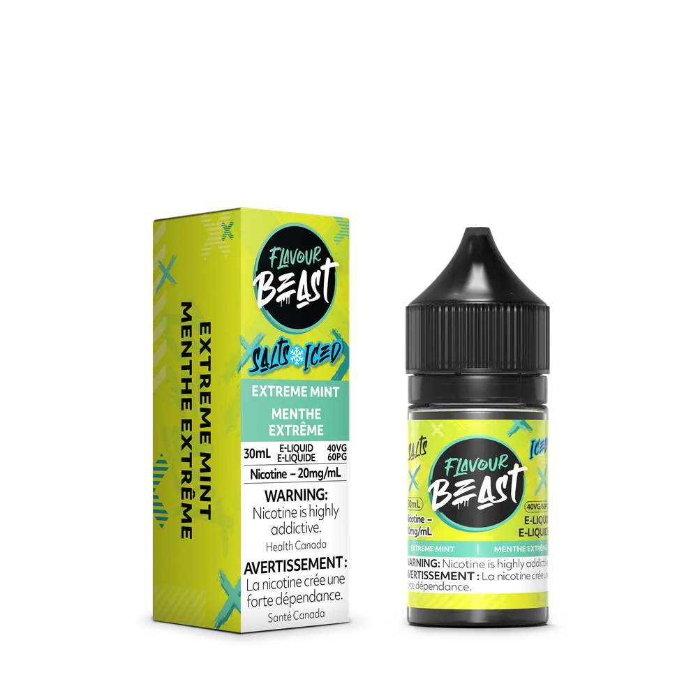 Flavour Beast Salt 30 mL - Extreme Mint 20 mg e-liquid bottle and package image