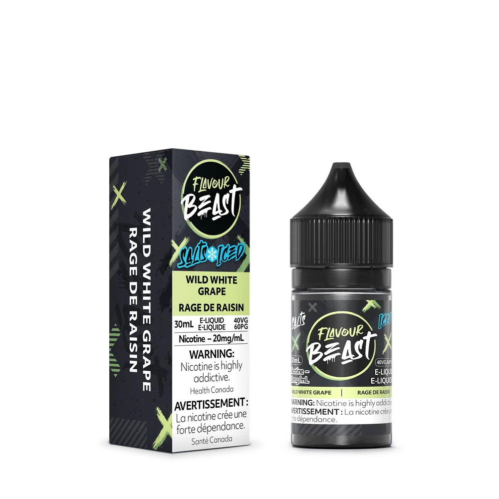 Flavour Beast Salt 30 mL - Wild White Grape 20 mg e-liquid bottle and package image
