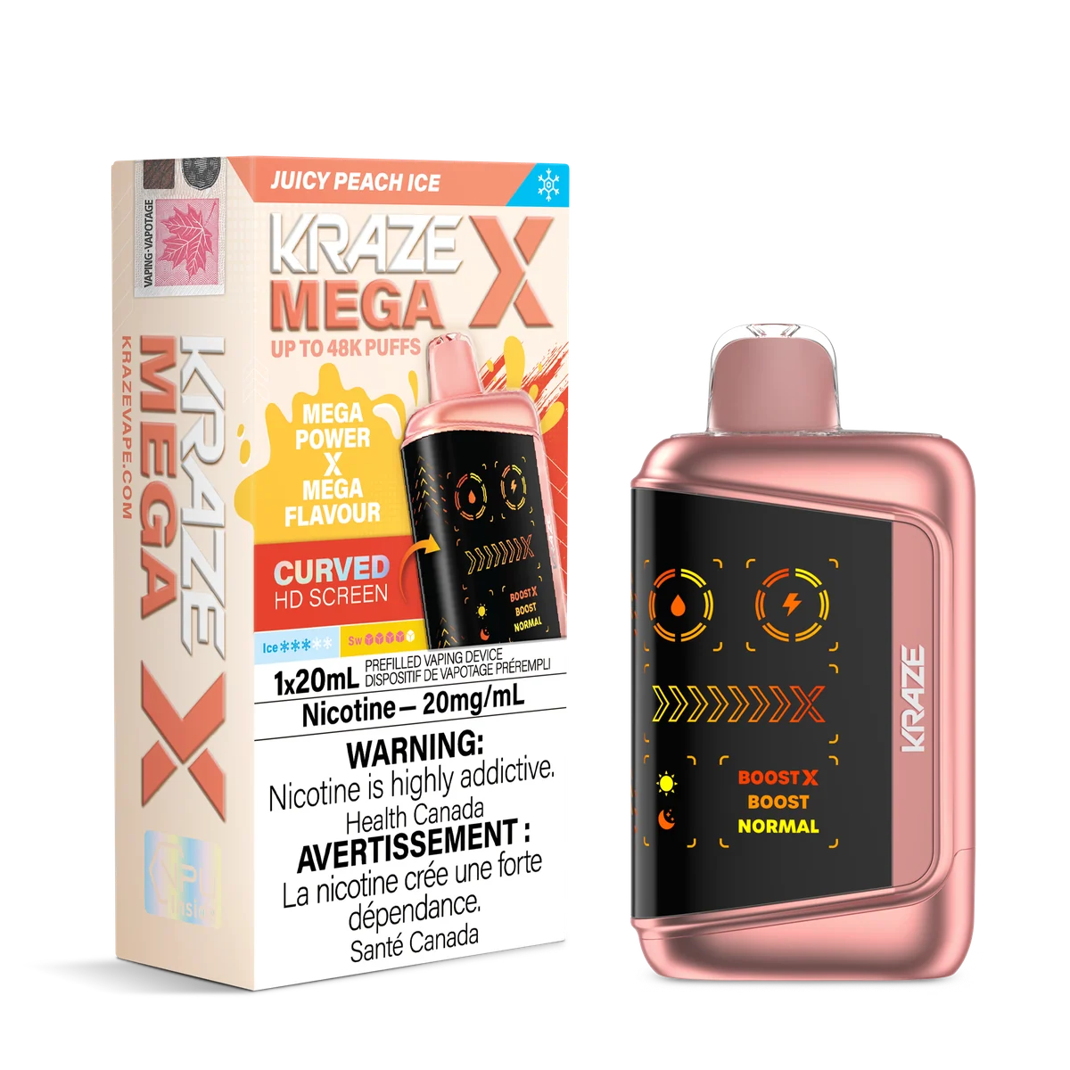 Kraze MEGA X 48K — JUICE PEACH ICE disposable vape
