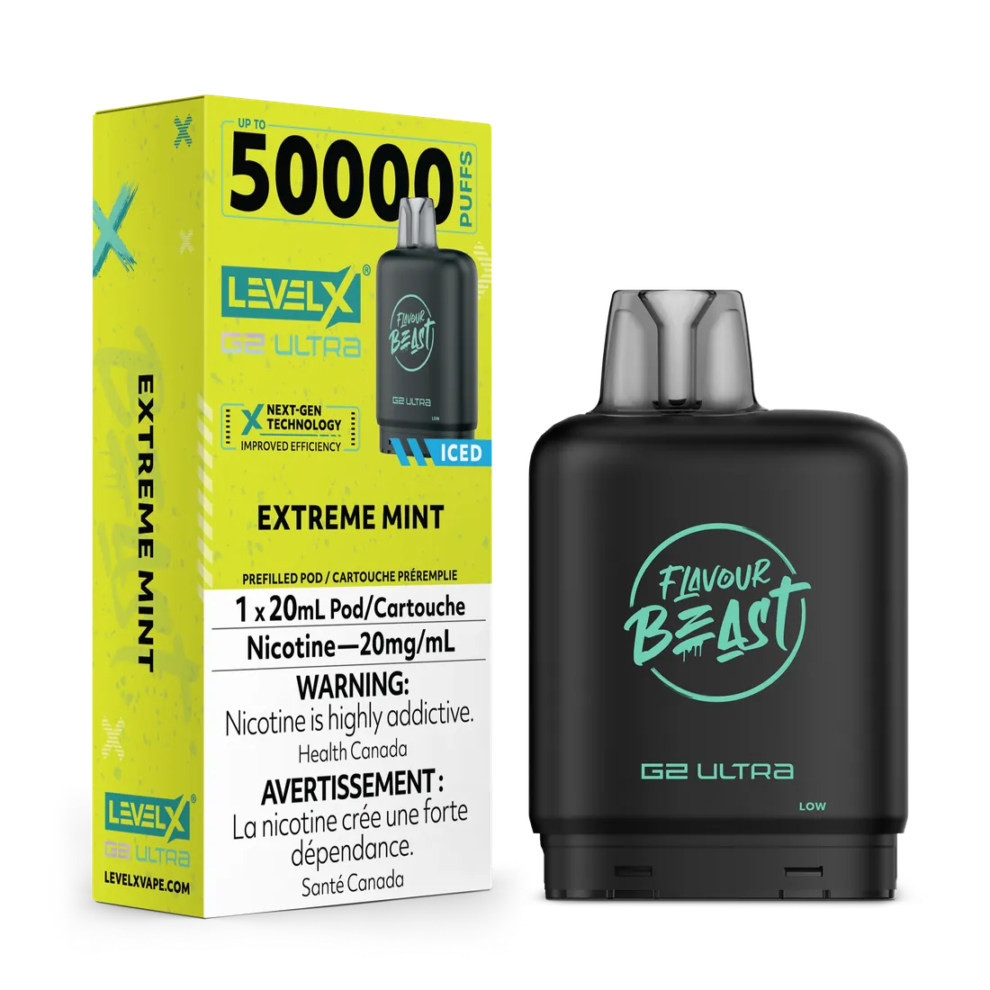 STLTH LEVEL X G2 ULTRA 50K — Extreme Mint disposable vape