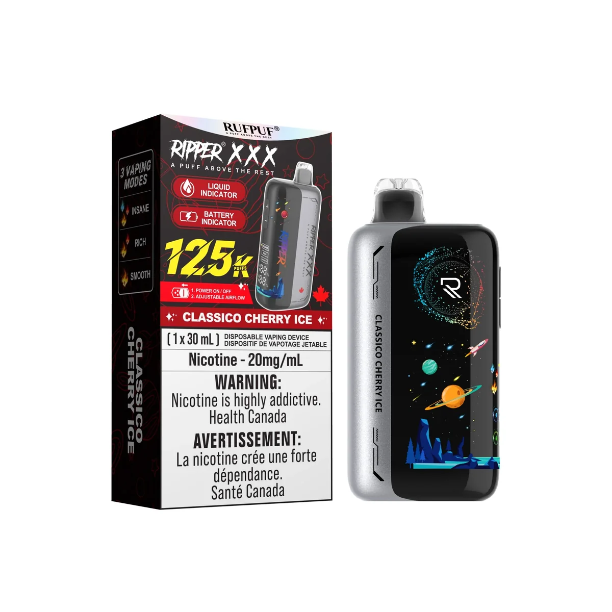 GCORE RIPPER XXX 125 K 30 ML — Classico Cherry Ice e-liquid bottle